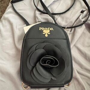Prada Black Floral Crossbody Bag